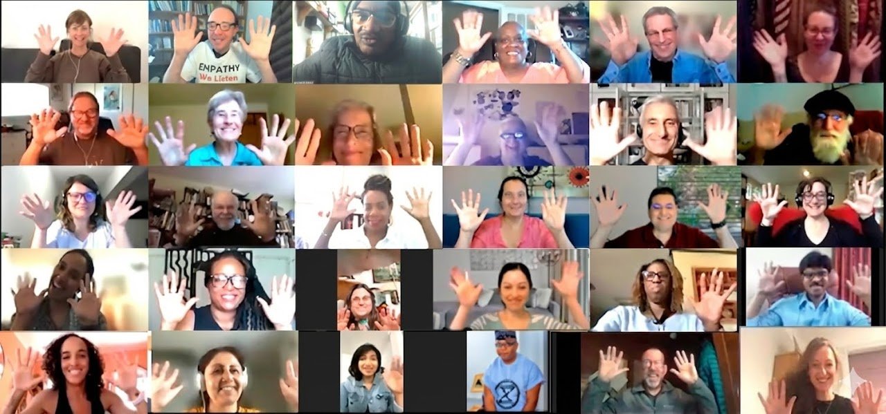 Empathy Circle Training participants waving in Zoom