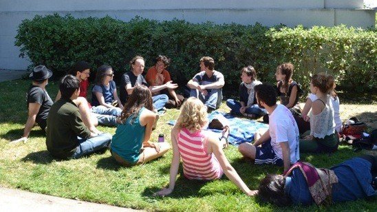 Empathy Circle outdoors on the grass with Edwin